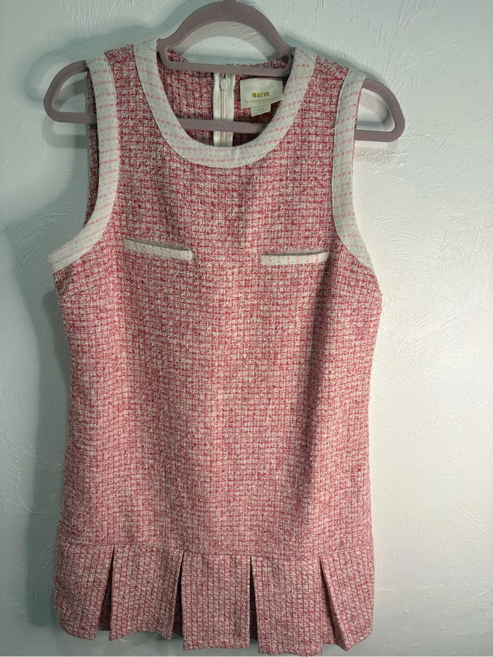 Maeve Sleeveless Tweed Pleated Mini Dress - Picture 4 of 9